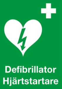 Skylt för hjärtstartare/defibrillator